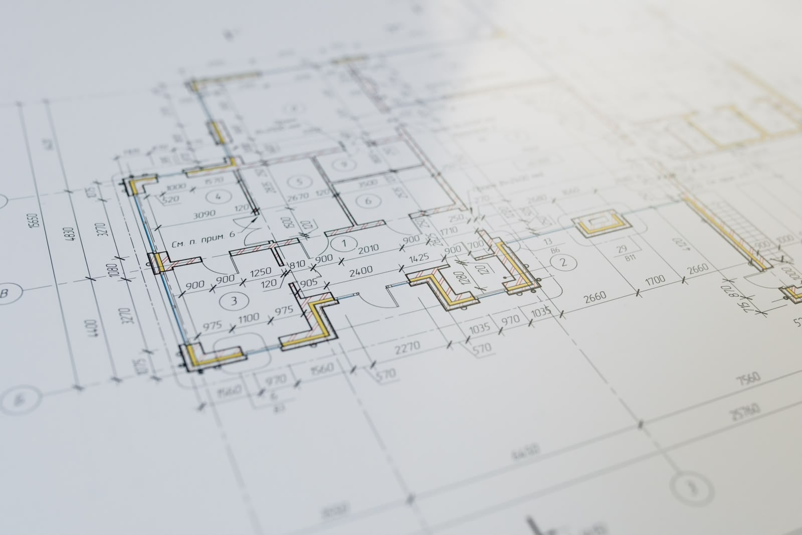 Plans d'architecte d'un projet de construction